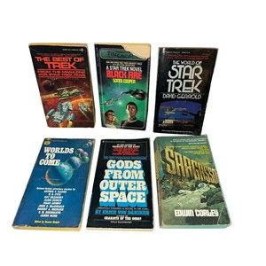 Vintage Science Fiction Sci-fi  Book Lot of 6 Star Trek and more